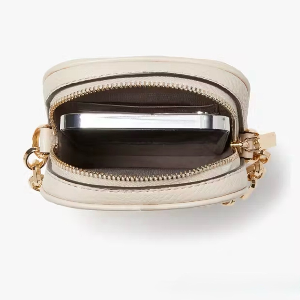 Kate Spade Carlyle Pebbled Leather North South Crossbody Milk Glass Ivory - Picture 3 of 9